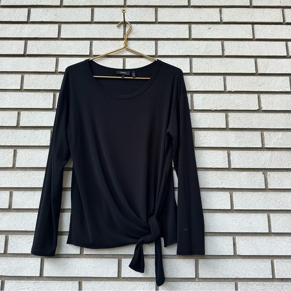 Theory Serah K Black Side Tie Long Sleeve Jersey Knit Top Womens Small Chic - Picture 3 of 11